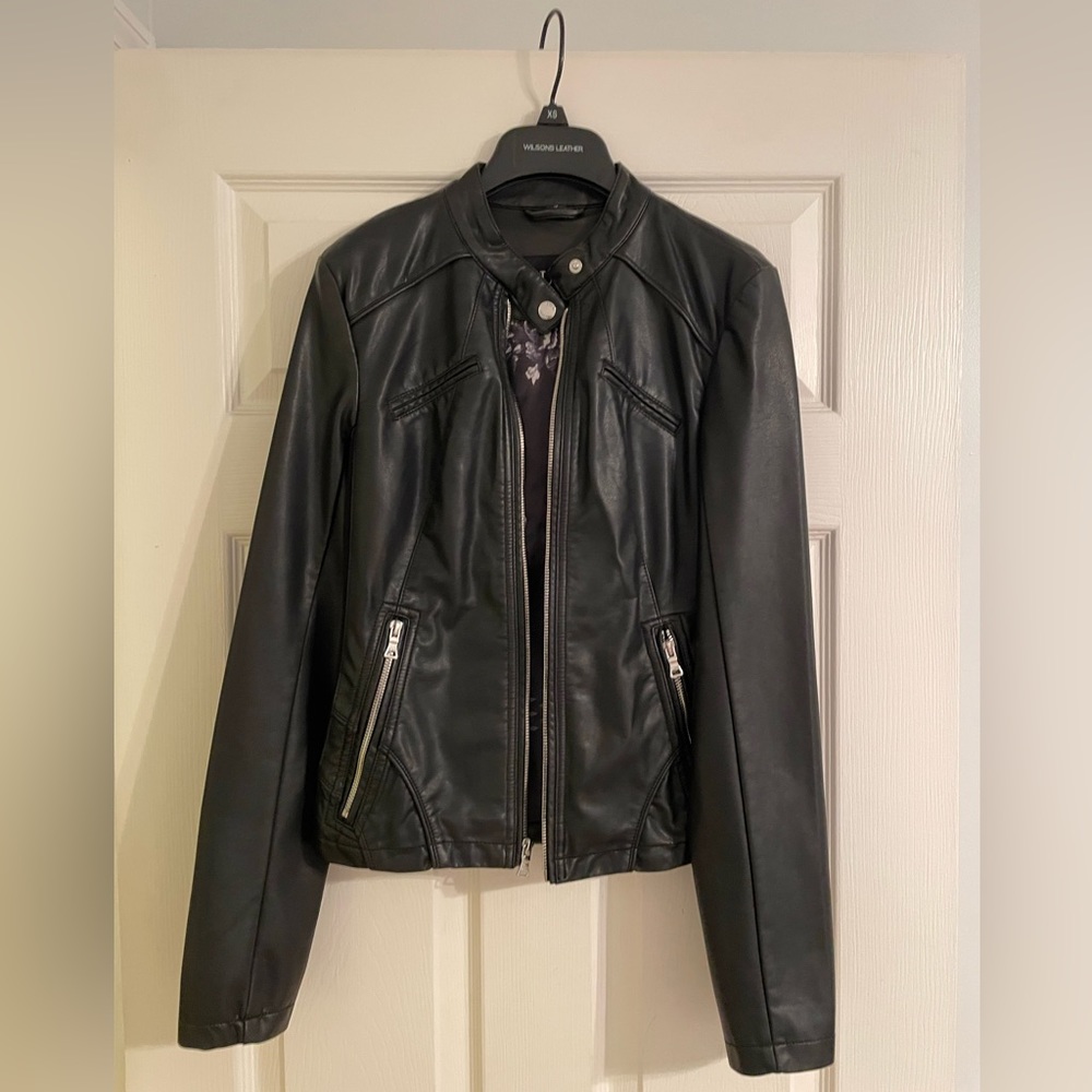 Black Faux Leather Moto Jacket Never Worn